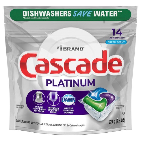 Cascade Platinum Dishwasher Detergent, Fresh Scent, Actionpacs - 14 actionpacs, 221 g
