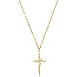 Cross Necklace 14K Plated Dainty Chain, Minimalist Faith Pendant Religious Prayer Jewelry Gift - 1 of 4
