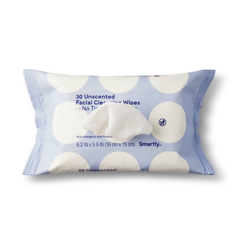 Unscented Facial Cleansing Wipes - 30ct - Smartly&#8482;, 4 of 7