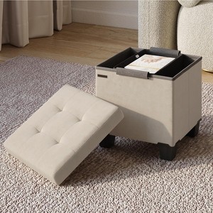 StorageBud Storage Ottoman for Bedroom End of Bed, Velvet Storage Bench, Large Storage Ottoman Bench, Entryway Bench with Storage - 1 of 4