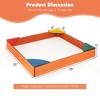 Costway Kids Wooden Backyard Sandbox W/ Built-in Corner Seating Kid's Outdoor Furniture - 2 of 4