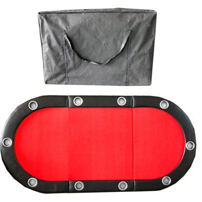 VisioGear Folding Poker Table Top for 10 Players, Tri-Fold Texas Holdem Blackjack Game Tabletop, Red, 84"*42"*1"