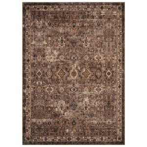 Coolmee Washable Rug for Living Room Boho Floral Non Slip Throw Rugs Large Bedroom Rug Low Pile Soft Stain Resistant CarpetGray - 1 of 4
