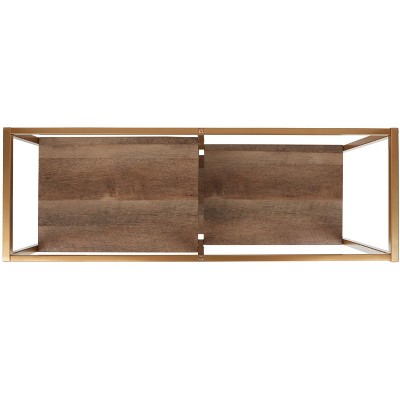 Rege Gold and Wood 7-Shelf Asymmetric Etagere