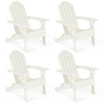 Tangkula 4PCS Patio Folding Adirondack Chair Weather Resistant Cup Holder Yard