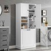 MAYEERTY Tall Storage Cabinet Adjustable Shelves Flip-Out Basket MDF Aluminum Handles - 2 of 4