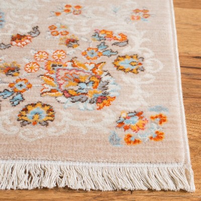 Vintage Persian Gray Floral Motif Synthetic Area Rug