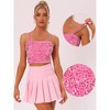 INSPIRE CHIC Women's Club Party Velvet Spaghetti Strap Crop Sequined Cami Top - 2 of 4