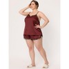 Agnes Orinda Women's Plus Size 2 Piece Lace Panel Spaghetti Straps Sleeveless Tank Elastic Waist Shorts Lounge Pajama Sets - 2 of 4