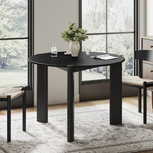 Wooakway 30"H Modern Wood Dining Table Conference Table Kitchen Table Gaming Table with Double Pedestal Black/Walnut/Natural Wood - 1 of 4