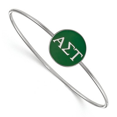 Black Bow Jewelry Sterling Silver Alpha Sigma Tau Greek Life Bangle Bracelet 7 Inch