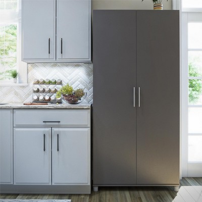 Graphite Gray Freestanding Office Storage Cabinet with Adjustable Shelving