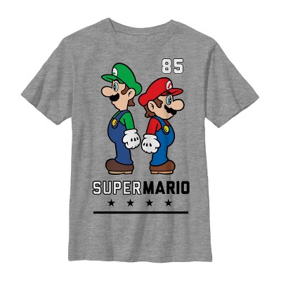 Boy's Nintendo Mario And Luigi Back To Back T-shirt - Athletic Heather ...