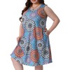 Agnes Orinda Women's Plus Size Boho Sleeveless Round Neck Midi Beach Sundress with Pocket - 2 of 4