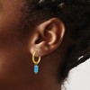 Chisel Stainless Steel Yellow IP-plated with Removeable Synthetic Turquoise Dangle Hinged Hoop Earrings - 4 of 4