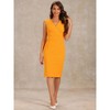 INSPIRE CHIC Women's Sleeveless V Neck Business Office Belt Pencil Dresses - 4 of 4
