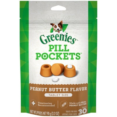Greenies Dog Tablet Pill Pockets Peanut Butter Chewy Dog Treats - 3.2oz