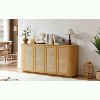 APRILSOUL 64" Wave TV Stand,Sideboard, Rounded Corner Wood Vertical Striped, Rattan Doors, Kitchen,Bedroom,Entryway. Natural - 2 of 4