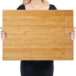 30" x 21" Extra Large Bamboo Cutting Board & Stovetop Cover, 2-in-1 Stove Top Cover Chopping Board with Detachable Feets - 1 of 4