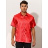 Lars Amadeus Men's Summer Short Sleeve Point Collar Button Down Satin Shirts - 2 of 4