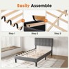 Lirago Twin XL Adjustable Memory Foam Headboard Bed Frame 800lbs Capacity No Box Spring Wooden Slat Support - 3 of 4
