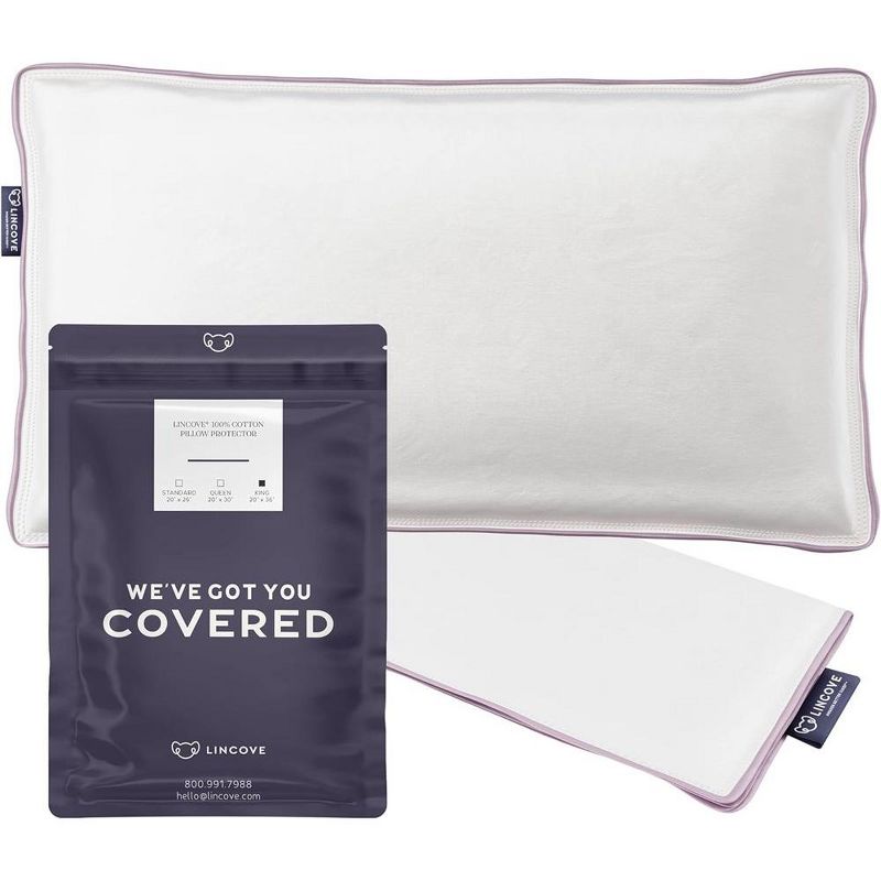 Lincove Cotton Sateen Pillow Protector - Zippered Cover for Pillows - 500 Thread Count Luxury - Dust Protection, Easy-Care, 1 of 9