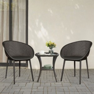 Set of 2 All-Weather Armchairs with Comfortable Backrest, Indoor Outdoor Armchairs, PP Patio Accent Chairs for Living Room or Beach–The Pop Home - 1 of 4