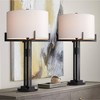 Franklin Iron Works Idira 31 1/2" Tall Large Industrial Modern Farmhouse Rustic End Table Lamps Set of 2 Black Metal Living Room Bedroom White Shade - 2 of 4