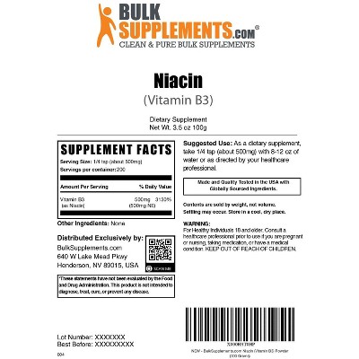 BulkSupplements Niacin (Vitamin B3) Powder
