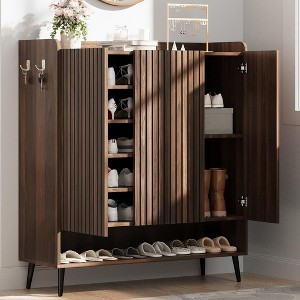 Coolmee Large Shoe Cabinet with 3 Doors, 6-Tier Entryway Shoe Storage with Adjustable Shelves, Freestanding Shoes Rack for Hallway, Living Room - 1 of 4