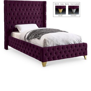 Meridian Furniture,Savan Velvet Bed - 1 of 4
