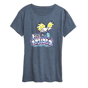 Women's - Hey Arnold! - Airbrush Arnold Short Sleeve Graphic T-Shirt - 1 of 4