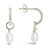 SHINE by Sterling Forever Sterling Silver Pearl Drop Hoop Earrings - 3 of 4