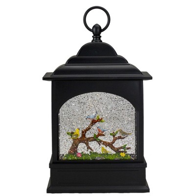 Raz Imports 12.5" Brown Birds on a Branch Lighted Glittering Snow Dome Lantern