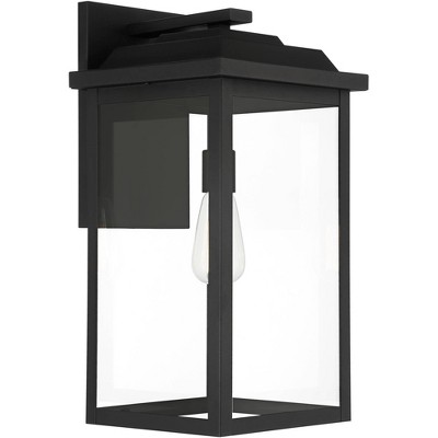 Eastcrest Black Steel and Clear Glass Outdoor Wall Lights Set of 2