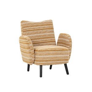 Gulches Modern Minimalist Sanded Fabric Armchair Ergonomic Backrest Side Storage Pocket Solid Wood Legs Anti Slip Comfortable Reading Chair Yellow - 1 of 4