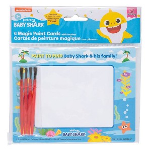 Baby Shark 4ct Magic Watercolor Painted Cards with Brushes Party Favors: Birthday & All Occasions, Kids Party Supplies - 1 of 3