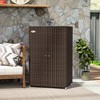 Outsunny Wicker Outdoor Storage Cabinet with Shelves, 2-Door Rattan Pool Towel Storage Cabinet with Removable Shelf & Drawer, Mixed Brown - image 2 of 4