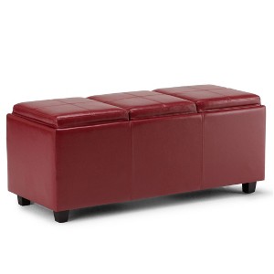 CAVINAS Faux Leather Storage Ottoman Bench,Upholstered Ottoman with 3 Flip Over Serving Trays for Living Room,Bedroom - 1 of 4
