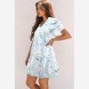 Amaryllis Women’s Floral Collared Babydoll Dress Puff Short Sleeves Flowy Silhouette Pockets Lightweight - 2 of 4