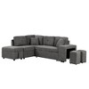 NicBex Modern Pull Out Sofa Bed Chenille Convertible Sleeper Sofa with Ottoman, 2 Stools and 2 Pillows for Living Room - 4 of 4
