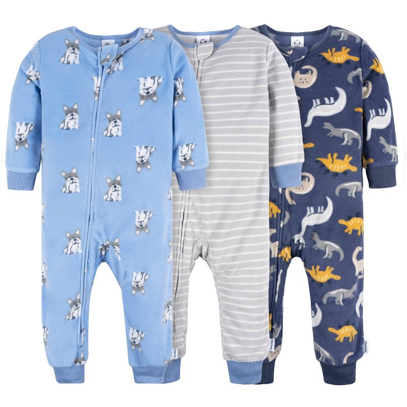 Gerber Baby Boys' Footless Fleece Pajamas, 3-Pack, 1 of 8