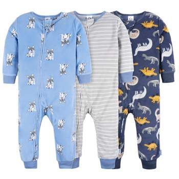 Gerber Baby Boys' Footless Fleece Pajamas, 3-Pack