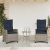 vidaXL 3 Piece Bistro Set with Cushions Gray Poly Rattan - 3 of 4