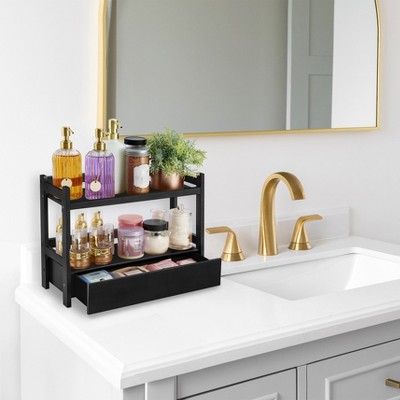 Sorbus 2-Tier Bamboo Counter Organizer with Drawer Bamboo for Vanity, Matcha Station, Bathroom Sink Organizer Countertop, Kitchen & Office Storage — фото 5