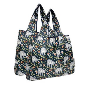 Wrapables Medium Foldable Tote Nylon Reusable Grocery Bags, Set of 2 - 1 of 4