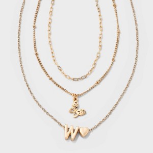 Girls' Initial with Choker and Layered Necklace Set - art class™ Gold - 1 of 3