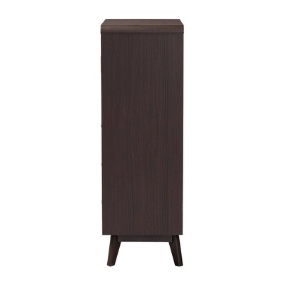 Giancarlo Espresso Brown 3-Drawer Wood Storage Chest with Rattan Doors