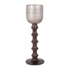 Pillar Holder with Glass Top and Turned Mango Wood and Metal Base in Modern Sculptural Design - 2 of 4