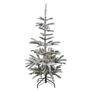 Northlight Real Touch™️ Pre-Lit Slim Flocked Nordmann Fir Artificial Christmas Tree - 4.5' - Warm Clear LED Lights - 1 of 4